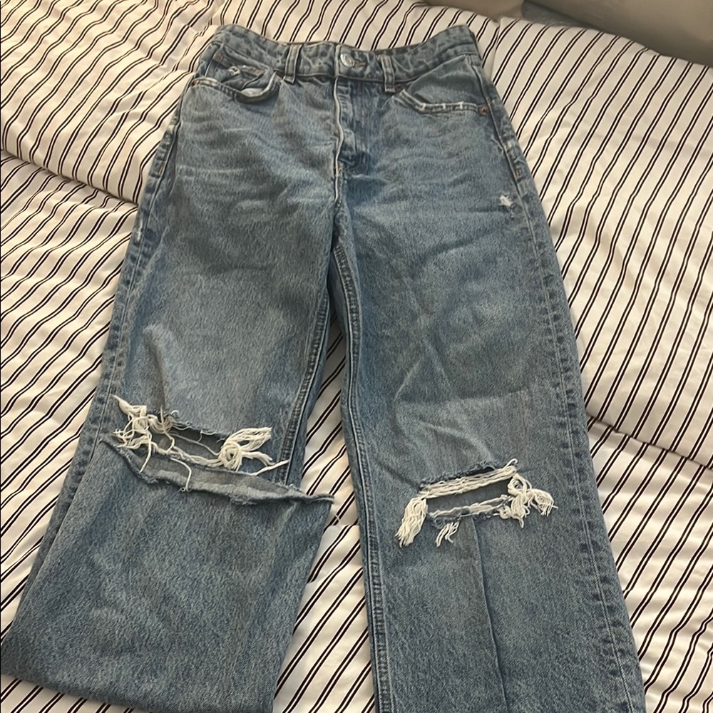 ZARA Distressed Blue Jeans